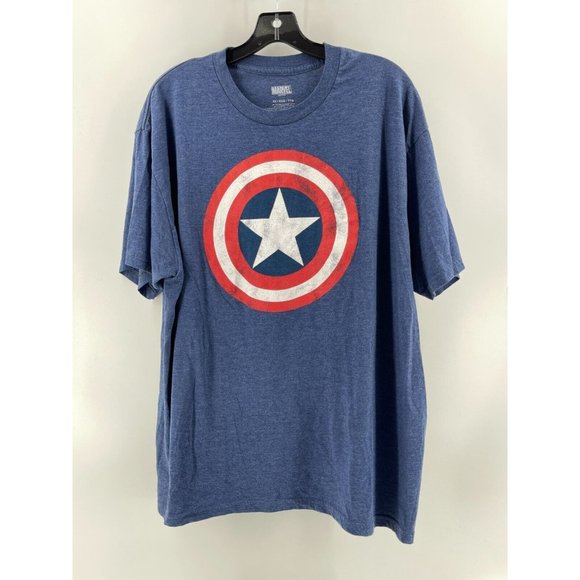 Marvel Captain America Comics Super Hero Men's Blue Graphic Tee T Shirt Size 2XL - Picture 2 of 8